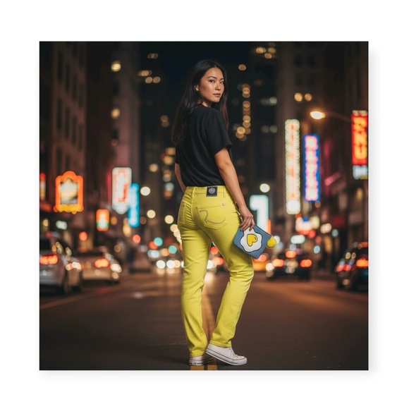 new Rock & Republic ☀︎︎ Swarovski® Crystal Kiedis Stretch Jeans ☀︎ Neon Yellow - Picture 15 of 16